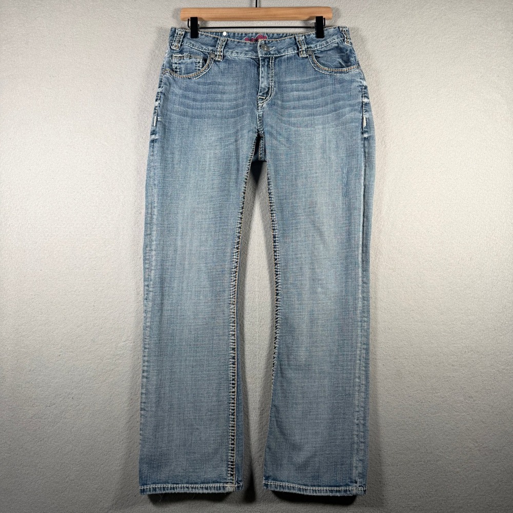 Rock and Roll Cowgirl Mid Rise Bootcut Jeans W1-3696 Medium Wash 34x32 (32x30)